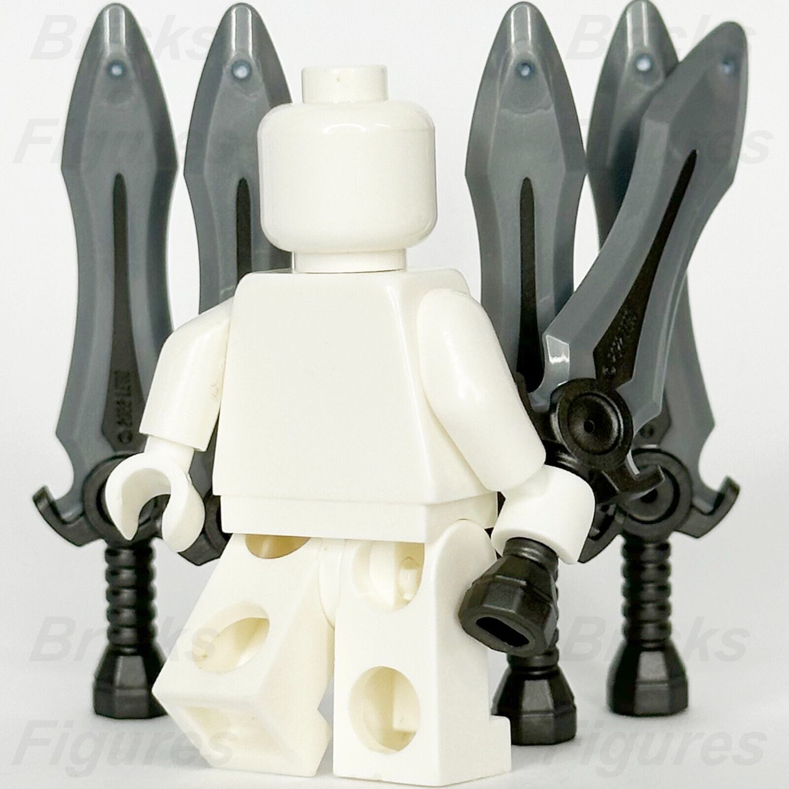 LEGO Minifigure Sword Weapon Part Flat Silver Blade Dark Grey Hilt 21348 x 5 - Bricks & Figures