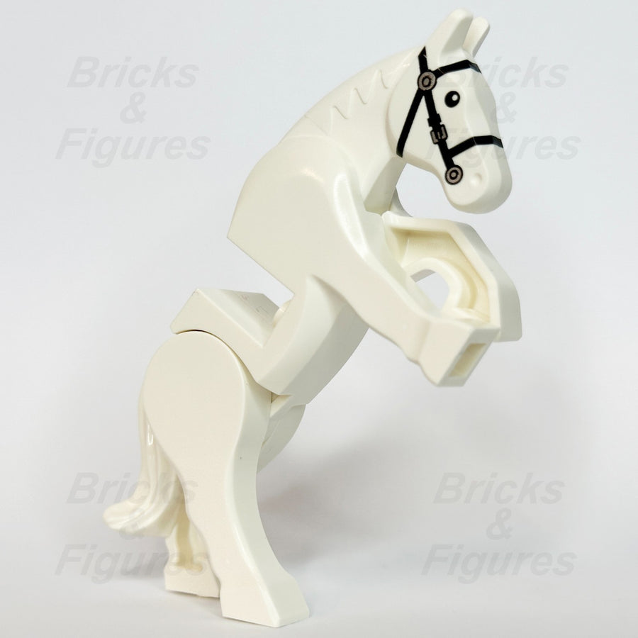 LEGO White Horse Minifigure Animal Part Movable Legs Black Bridle 10352c01pb063