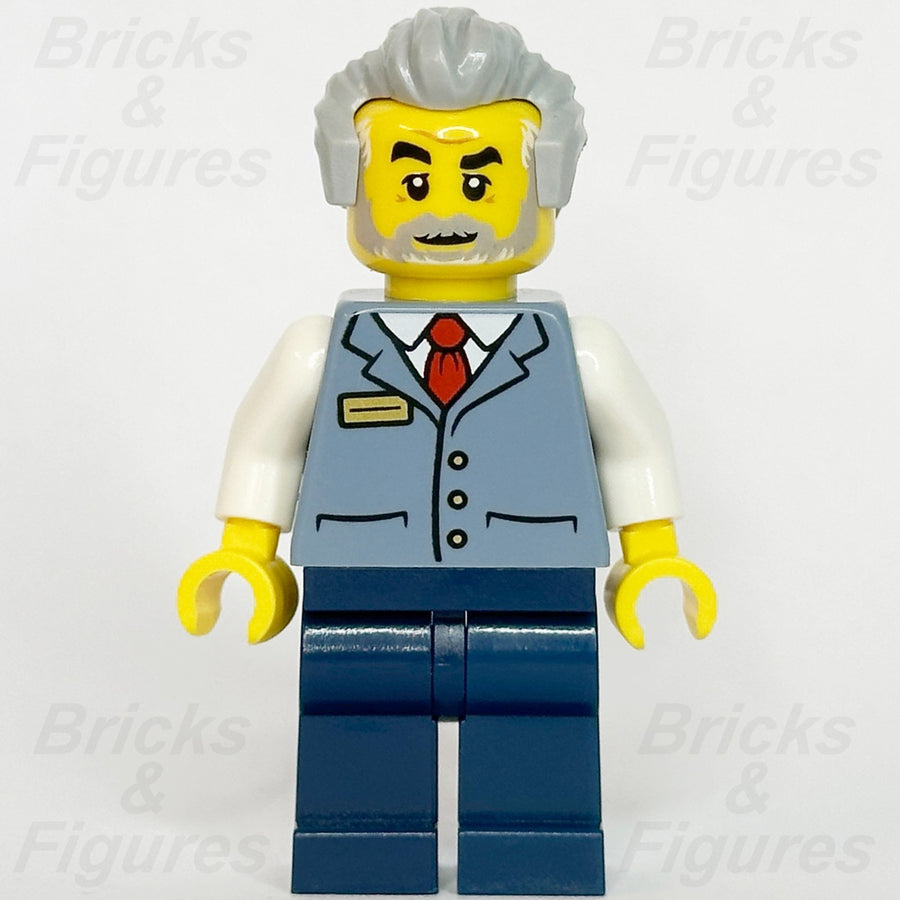 LEGO City Station Master Minifigure Train Sand Blue Vest Grey Hair 60469 cty19281