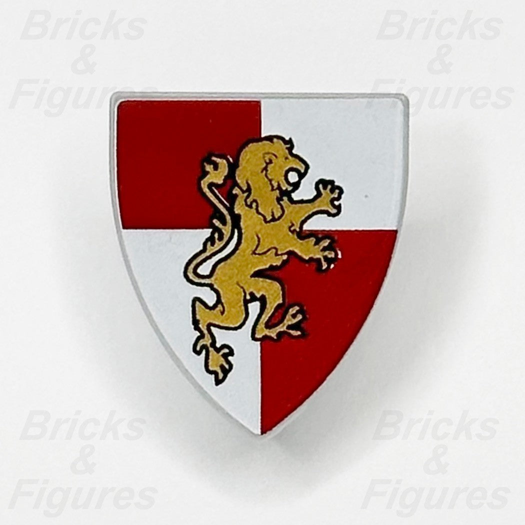 LEGO Castle Shield Gold Lion Minifigure Weapon Part Red White Quarters Kingdoms0