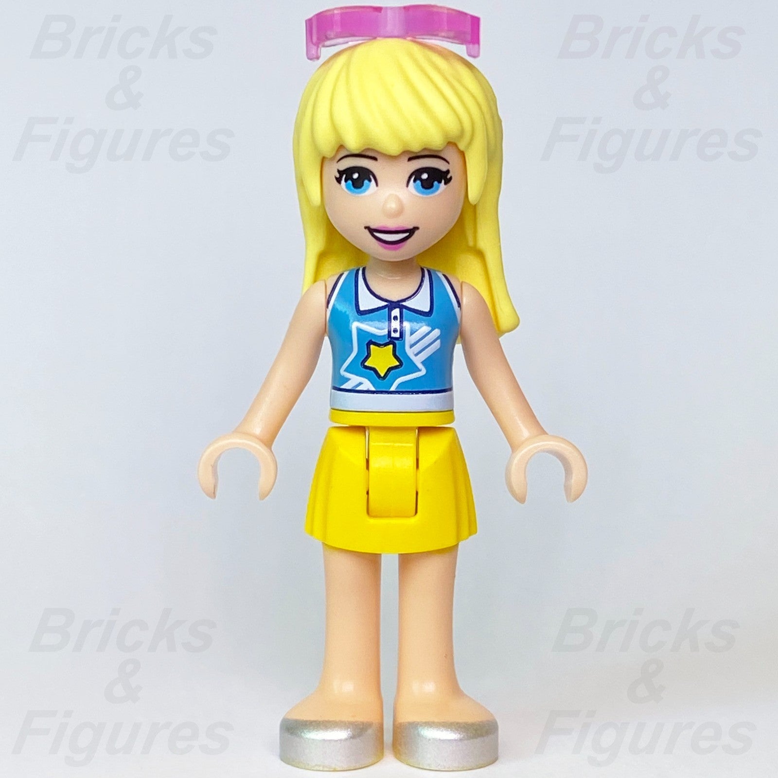 LEGO Friends Stephanie Minifigure Pink Sunglasses Yellow Skirt Blue Top 413751