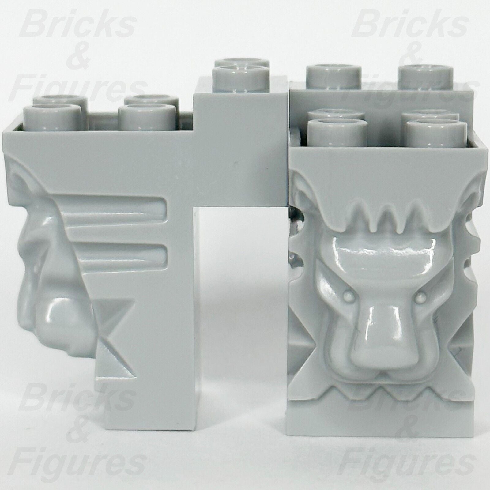 LEGO Castle Lion Head Part Brick Modified 2 x 3 x 3 Light bluish Grey 30274 x 2 - Bricks & Figures