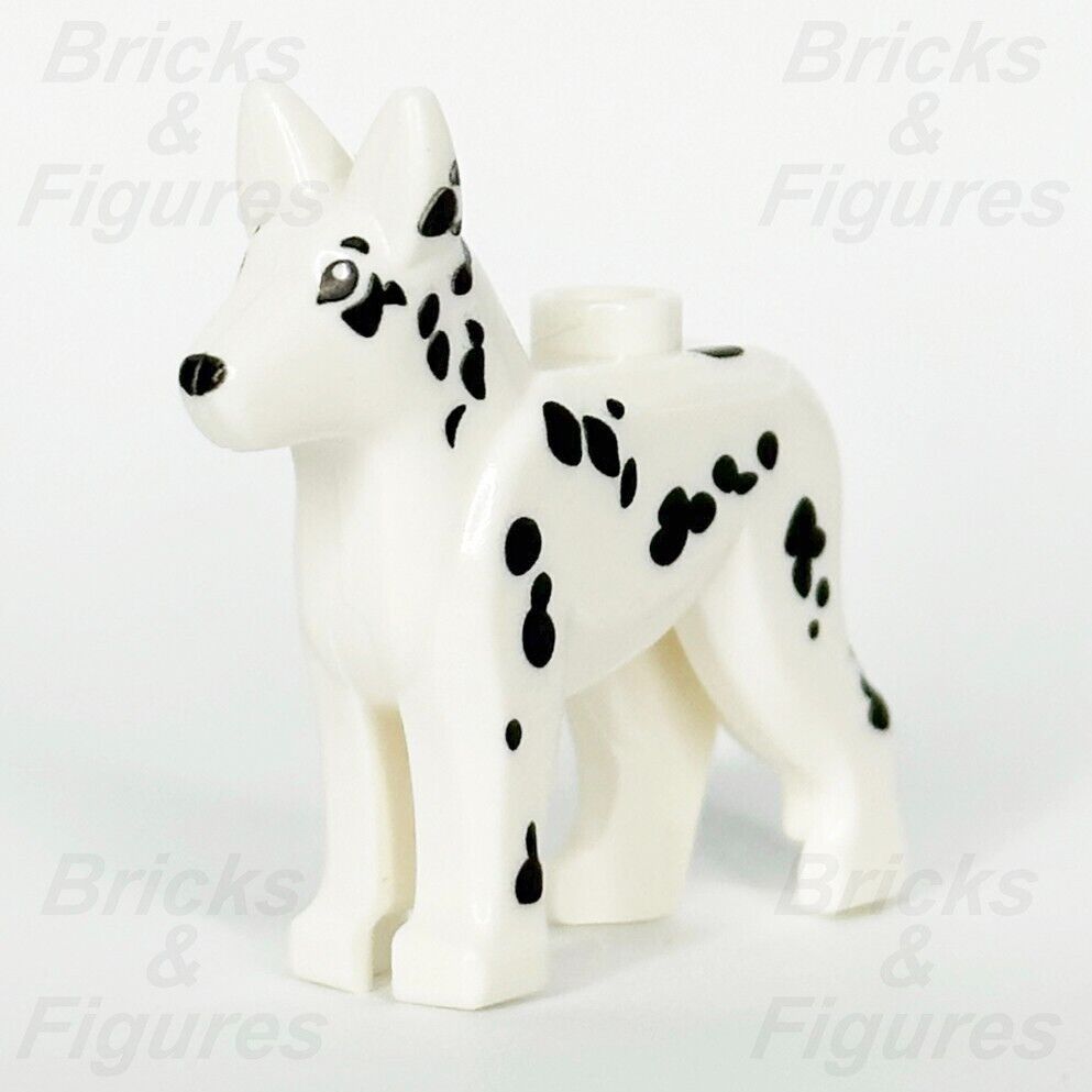 LEGO City Dalmatian Dog Minifigure Part Animal Fire 92586pb03 White Black Spots - Bricks & Figures