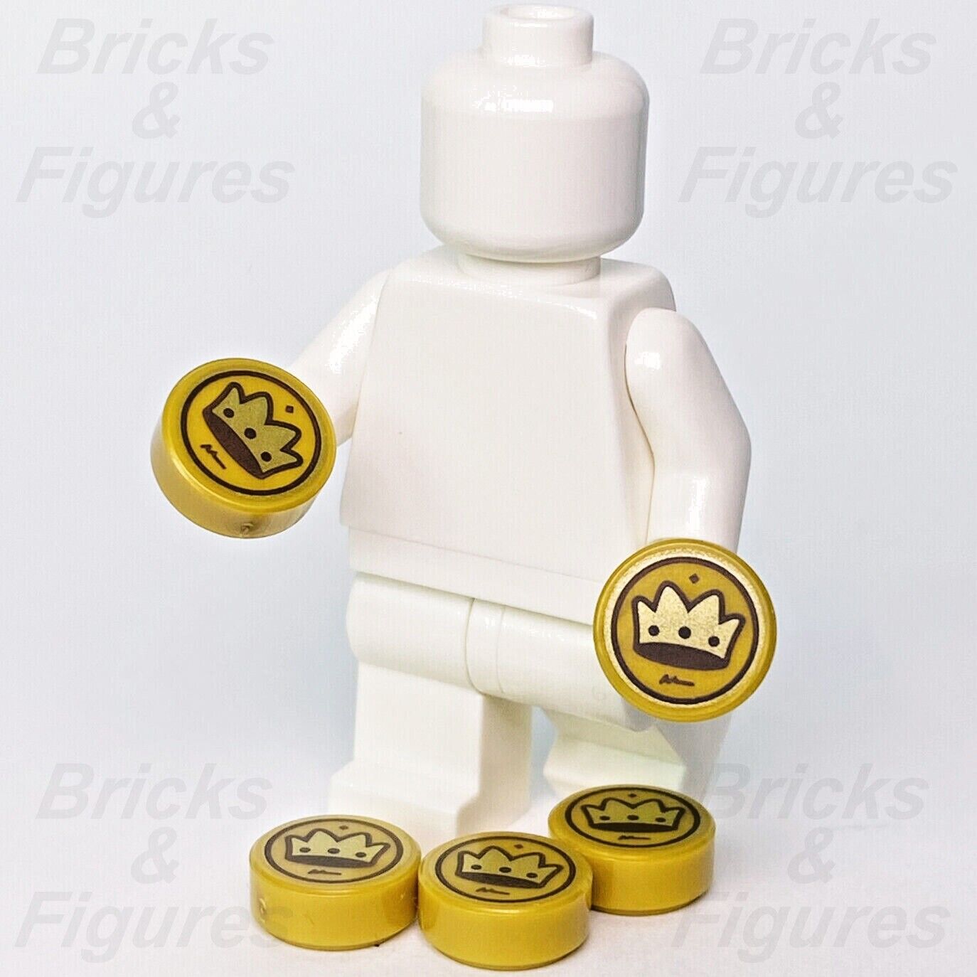 LEGO Crown Coin Pearl Gold Castle Disney Parts Round Tile 1 x 1 10305 43205 x 5 - Bricks & Figures