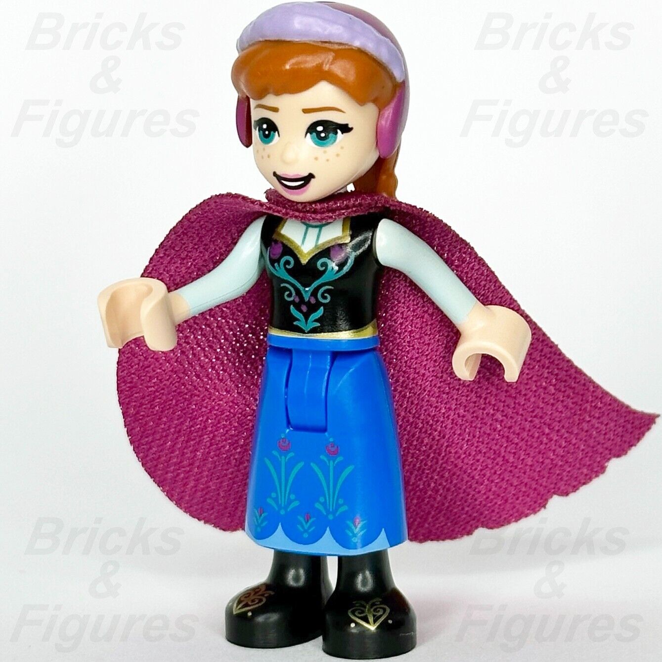 LEGO Frozen Anna Minifigure Blue Skirt Magenta Cape Disney Princess 43197 dp135