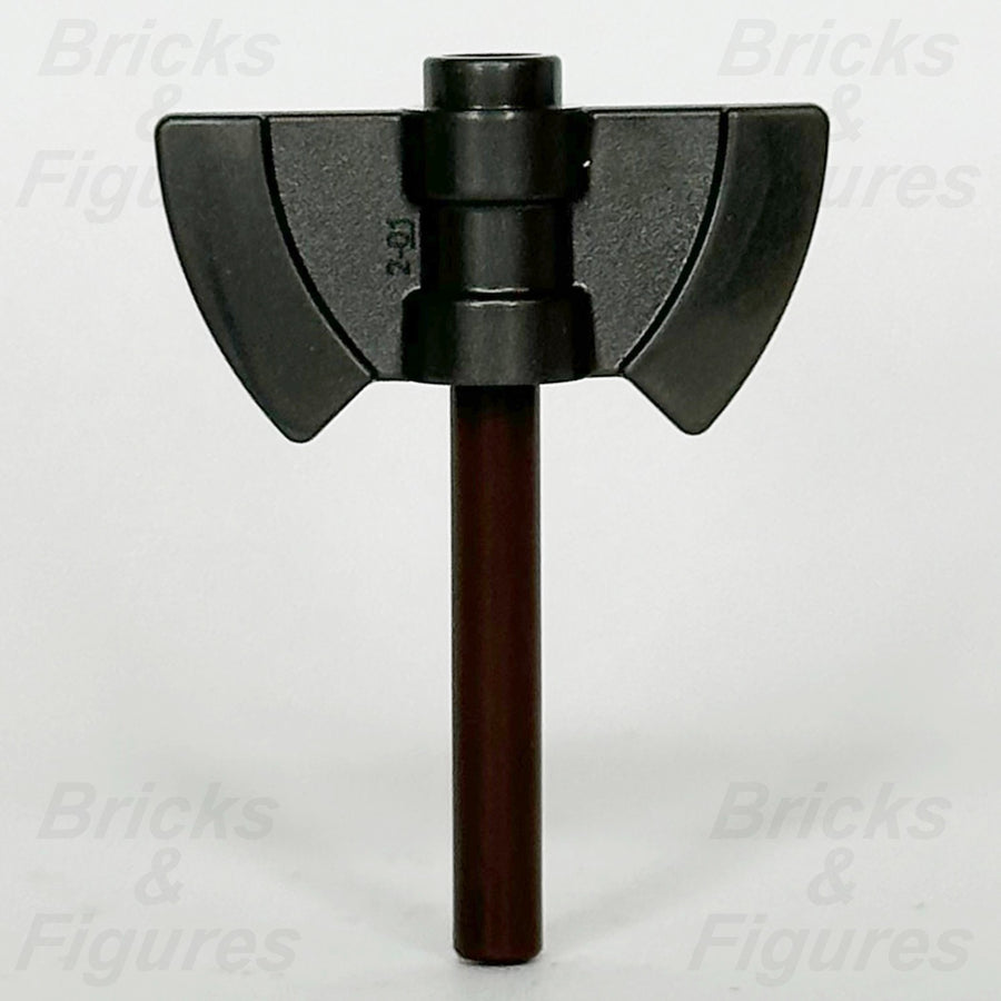 LEGO Pearl Dark Grey Double Axe Head Minifigure Weapon Part Brown Bar 5689 303740