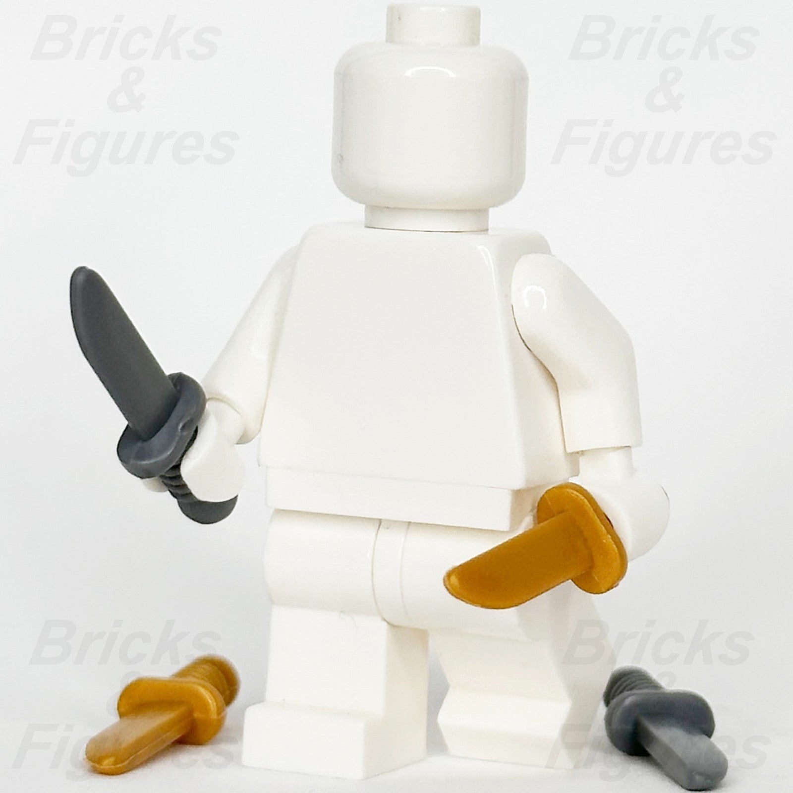 LEGO Knives Minifigure Part Weapon Knife Dagger Dark Bluish Grey Pearl Gold x 41