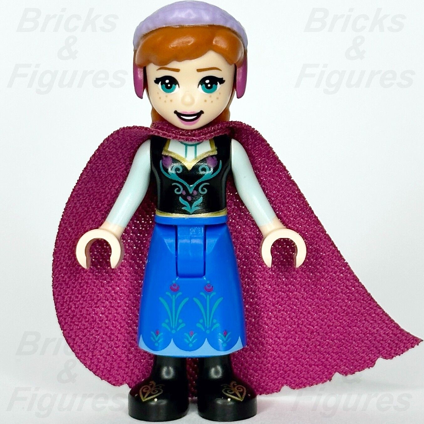 LEGO Frozen Anna Minifigure Blue Skirt Magenta Cape Disney Princess 43197 dp135