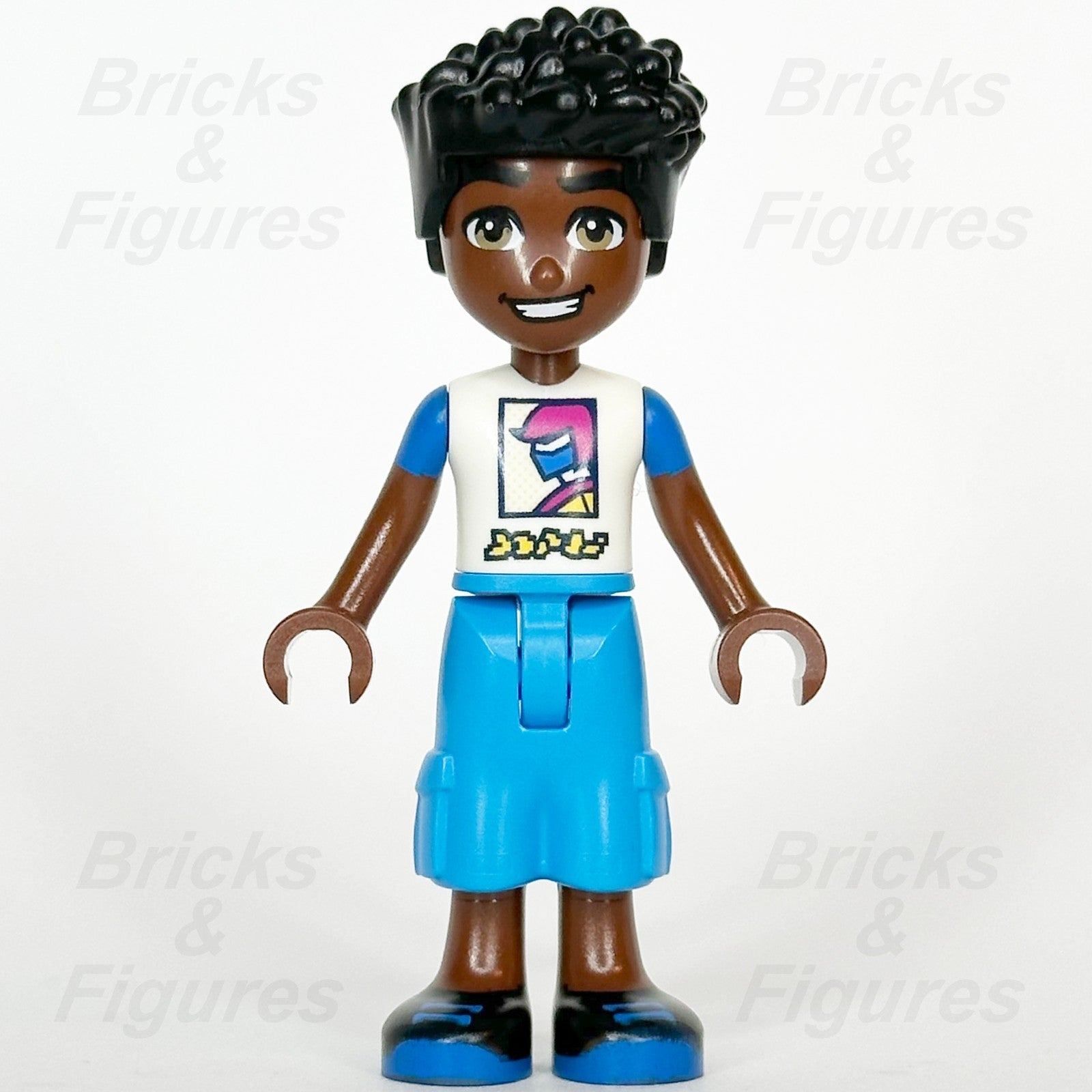 LEGO Friends Zac Minifigure White Blue Shirt w/ Racer Black Shoes 41751 frnd06161