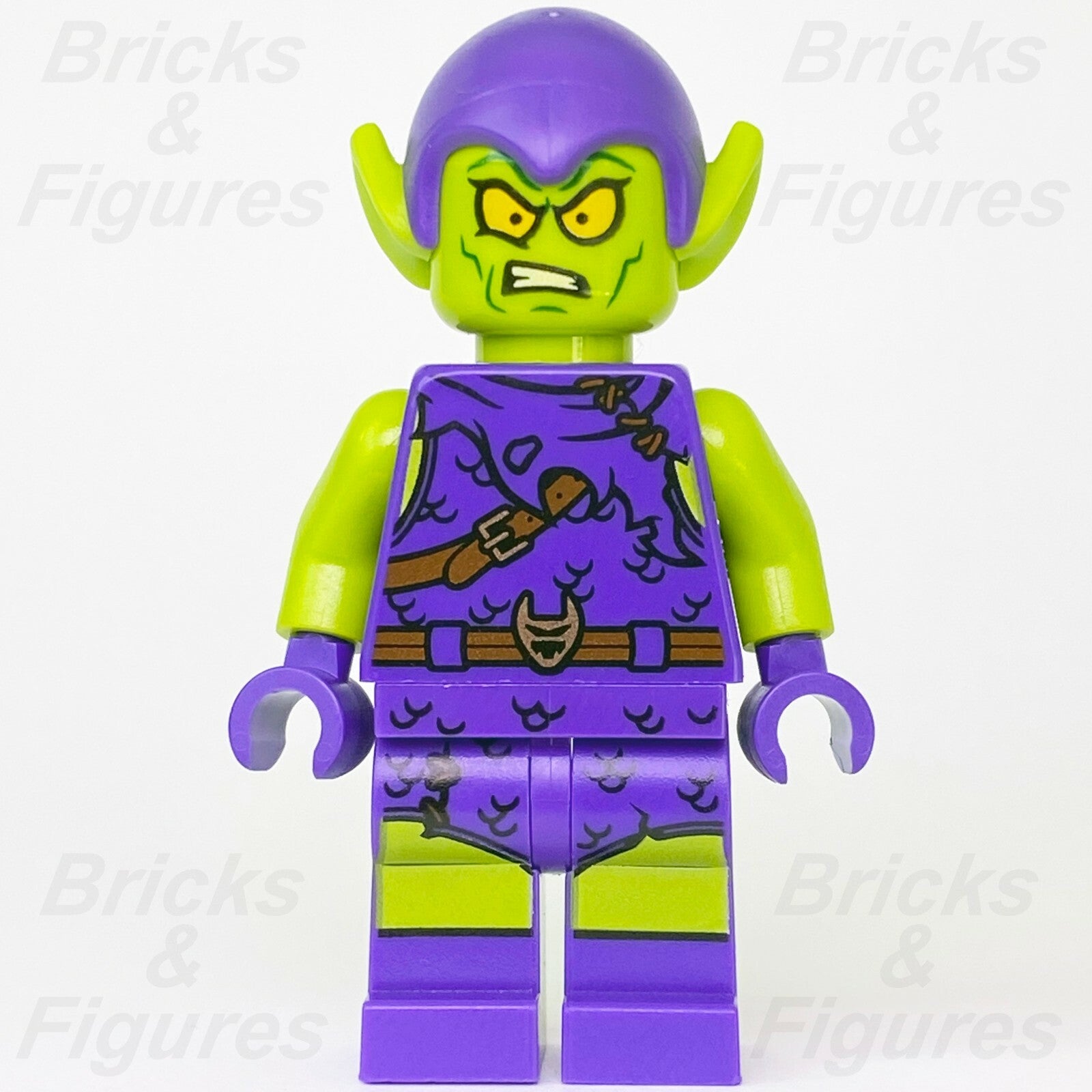 LEGO Super Heroes Green Goblin Minifigure SpiderMan Lime Skin 76133 sh0545 Used2
