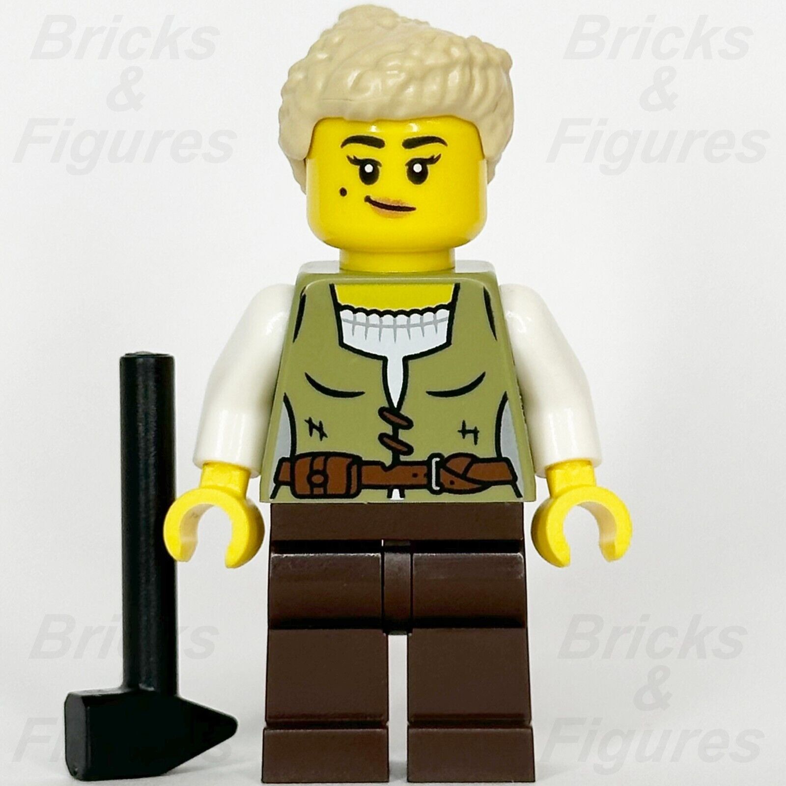 LEGO Castle Carpenter Minifigure Female Olive Green Vest Ponytail 10332 cas582