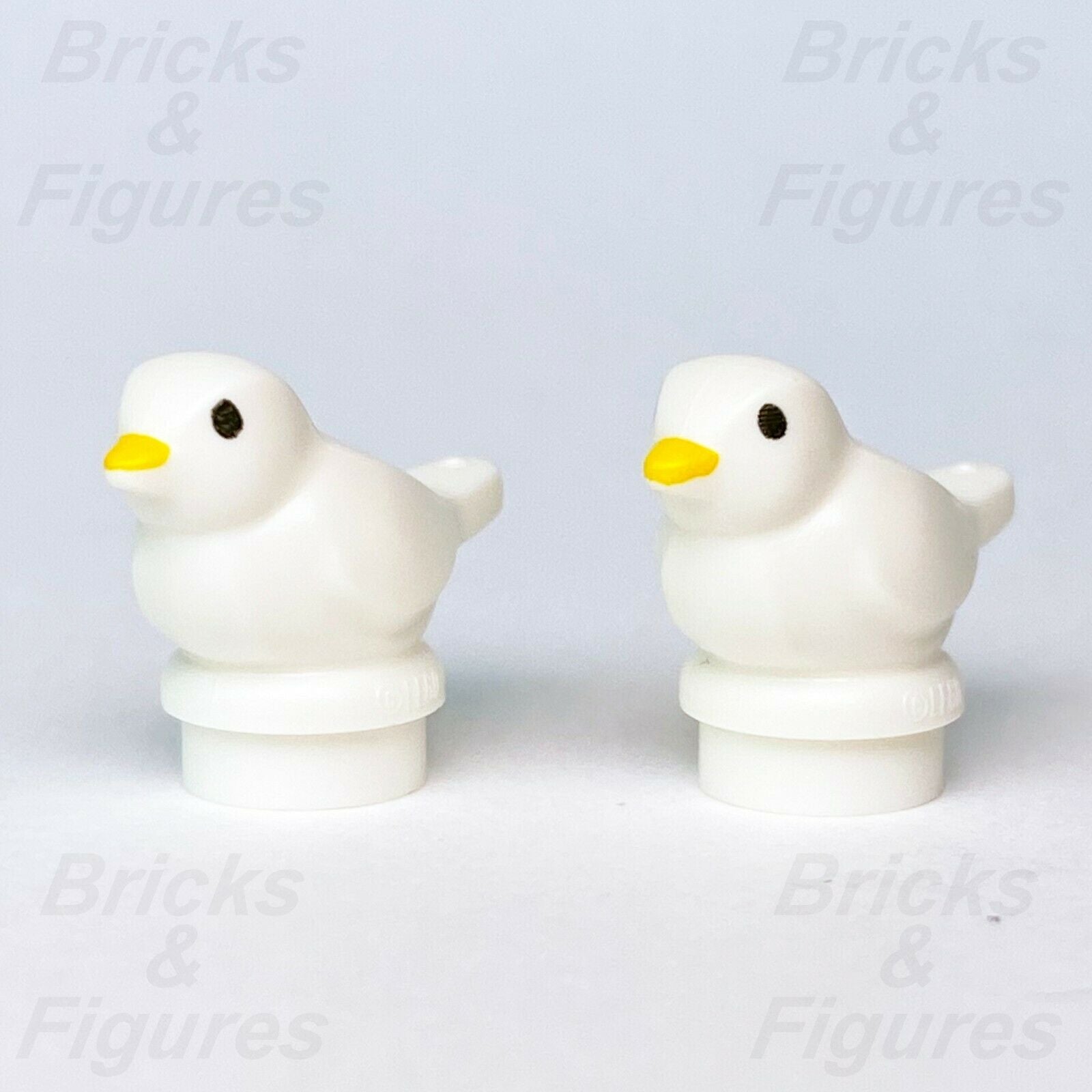 2 x Town City Ideas LEGO Small White Bird Orange Beak Animal 21324 60250 21318 - Bricks & Figures