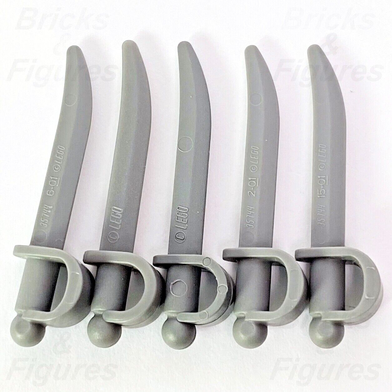 5 x LEGO Dark Bluish Grey Cutlass Swords Blades Minifigure Weapon Parts 35744 - Bricks & Figures