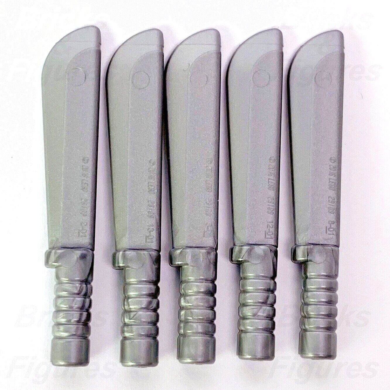 5 x LEGO Flat Silver Machete Swords Blades Minifigure Weapon Parts 29109 - Bricks & Figures