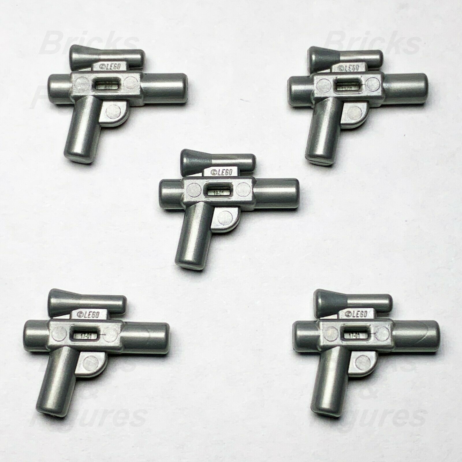 5 x Star Wars LEGO Small Blaster Flat Silver Gun Minifigure Weapon Parts SW - Bricks & Figures