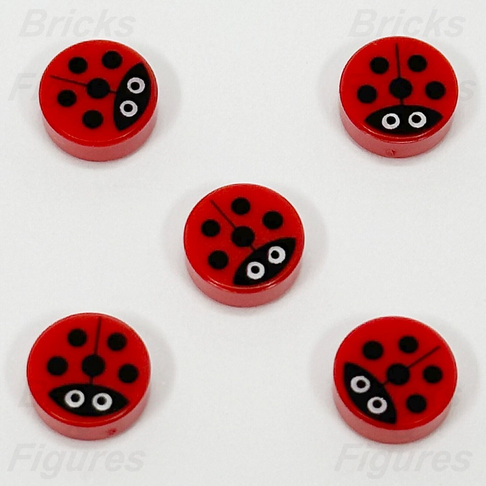 LEGO Ladybug Parts Round Tile 1 x 1 Red Black Spots Animal Bug 98138pb177 x 5