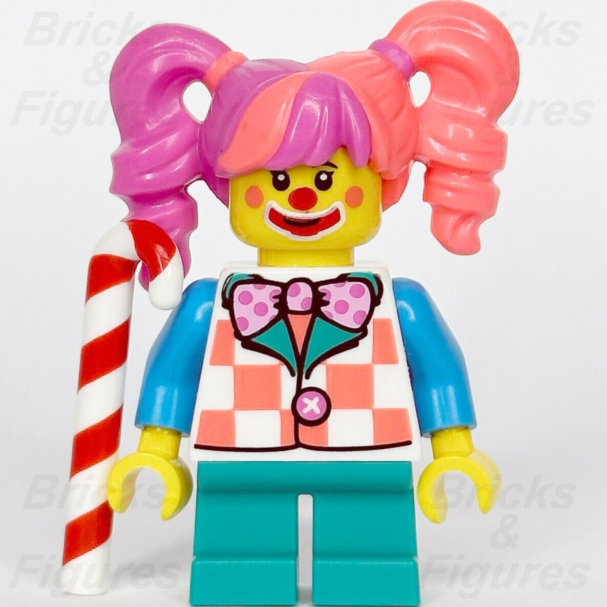 LEGO Clown Girl Minifigure with Candy Cane Build-A-Minifigure BAM 2023 Minifig - Bricks & Figures