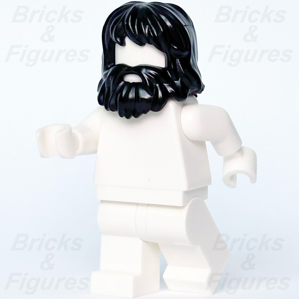 LEGO Black Hair Shaggy Beard Minifigure Part Long Hair & Mouth Hole 87999